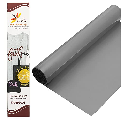 Firefly Craft Flocked Gray Heat Transfer Vinyl Sheet | Flock Gray HTV Vinyl | Fuzzy Gray Iron On Vinyl for Cricut and Silhouette | Heat Press Vinyl for Shirts - 12" x 20"