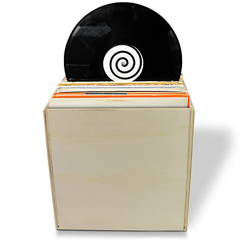 Tavenly Vinyl Record Holder - LP Storage Cube, Vinyl Record Storage - Record Display, Wood Crates for Vinyl Albums, Vinyl Storage & Record Organizer - 13.75 x 13.75 Inch Record Holder for Albums