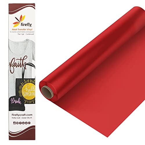 Firefly Craft Regular Red, Heat Transfer Vinyl for Shirts - Iron on Vinyl for Cricut & Silhouette Heat Press Vinyl for Shirt Transfers - Iron on HTV Vinyl - 15 Pieces, 12" X 20" (25 Feet) Each