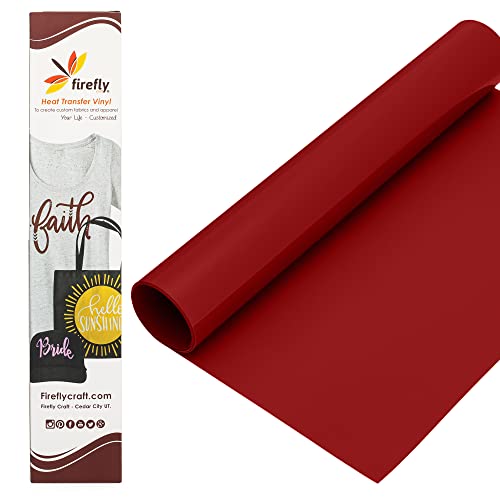 Firefly Craft Flocked Red Heat Transfer Vinyl Sheet | Flock Red HTV Vinyl | Fuzzy Red Iron On Vinyl for Cricut and Silhouette | Heat Press Vinyl for Shirts - 12" x 20"