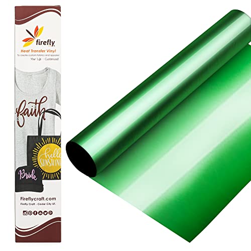 Firefly Craft Metallic Heat Transfer Vinyl Sheets - Green HTV - Iron On Vinyl for Cricut, HTV Vinyl Sheets, Vinyl Iron On, Easy Cut & Weed, Compatible with Cricut & Silhouette Cameo - 1 Sheet 12"x20"