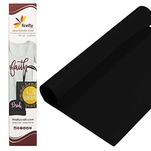 Firefly Craft - Foam Heat Transfer Vinyl Sheets - Cricut Iron On Vinyl for T Shirts - Works with Silhouette, Cricut and All Cutters for Vinyl Heat Transfer- HTV Vinyl - 12 x 20 - Black HTV