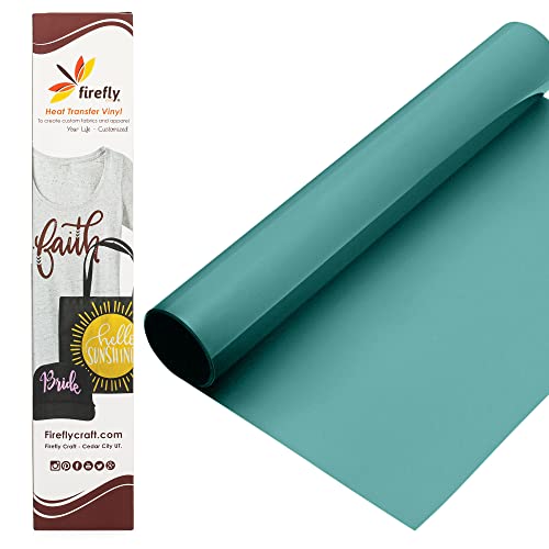 Firefly Craft Heat Transfer Vinyl Sheets - Jade HTV - Iron On Vinyl for Cricut, HTV Vinyl Sheets, Vinyl Iron On, Easy Cut & Weed, Compatible with Cricut & Silhouette Cameo - 1 Sheet 12" x 20"