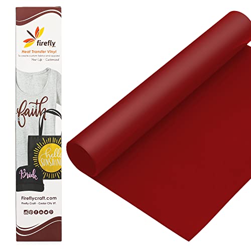 Firefly Craft Flocked Red Heat Transfer Vinyl - HTV Vinyl for Cricut - Heat Press Vinyl for Shirt Transfers - Iron On Fabric Sheets - 3 Pieces, 12" X 20" (5 Feet) Each