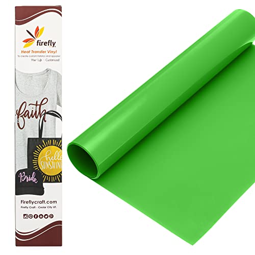 Firefly Craft Neon Green Heat Transfer Vinyl - HTV - Heat Press Vinyl for Shirt Transfers - Iron on Fabric Sheets - Yellow, Pink, Orange, Green, Blue or Bundle Options - 1 Piece (12" X 20")