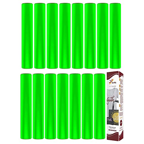 Firefly Craft Neon Green Heat Transfer Vinyl Bundle for Shirts - HTV Vinyl Bundle - Iron On Vinyl for Cricut and Silhouette Transfers - Iron on Vinyl Sheets - 15 Sheets per Pack (12" x 20" Each)