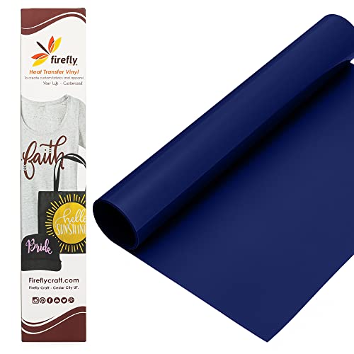 Firefly Craft Flocked Navy Blue Heat Transfer Vinyl Sheet | Flock Navy Blue HTV Vinyl | Fuzzy Navy Blue Iron On Vinyl for Cricut and Silhouette | Heat Press Vinyl for Shirts - 12" x 20"