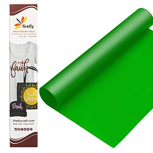 Firefly Craft Neon Green Heat Transfer Vinyl - HTV Vinyl for Cricut - Heat Press Vinyl for Shirt Transfers - Iron On Fabric Sheets - 1 Piece, 5 Feet by 12.25 Inch Roll