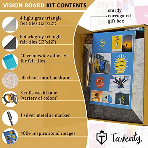 Tavenly 2024 Vision Board Kit for Adults - Memo Board & Vision Board with Supplies for Wall - Dream Board, Office Bulletin Organizer - Fabric Memo Board - Inspirational Decorative Mood Canvas