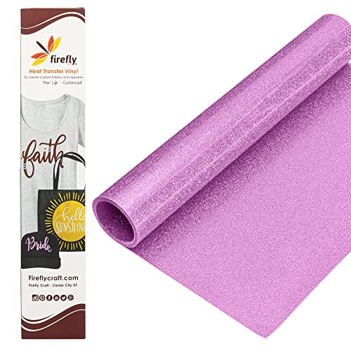 Firefly Craft Glitter Light Pink - Heat Transfer Vinyl - Iron On Fabric Sheets for Shirt Transfers - Vinyl for Cricut - Heat Press Vinyl - Single Colors or Bundle Multipack- 1 Piece (12" X 20")
