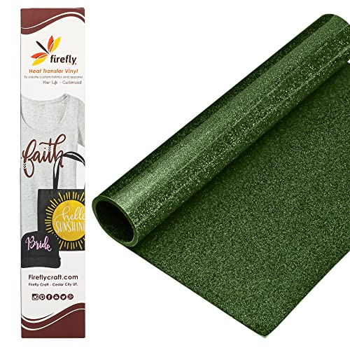 Firefly Craft Dark Army Green HTV - Heat Transfer Vinyl - Iron On Fabric Sheets for Shirt Transfers - HTV Vinyl for Cricut - Heat Press Vinyl - Single Colors or Bundle Multipack- 1 Piece (12" X 20")